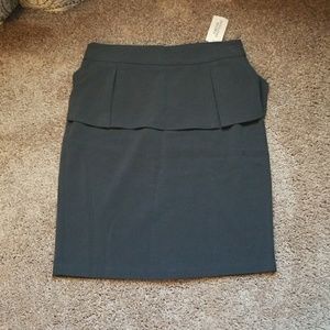 Grey Peplum Pencil Skirt